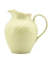 With fanciful beading and a feminine edge, this Lenox French Perle pitcher has an irresistibly old-fashioned sensibility. Hardwearing stoneware is dishwasher safe and, in a soft pistachio hue with antiqued trim, a graceful addition to everyday dining. Qualifies for Rebate