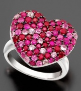 Display your love for all to see. This beautiful ring by Effy Collection features round-cut pink sapphire (1-5/8 ct. t.w.) and round-cut ruby set in sterling silver. Size 7.