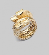 From the Naga Collection. Coiled 18K gold with signature dotting and double head design.18K gold Width, about ¾ Made in Bali