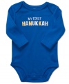 He'll be shining bright in celebration of the holiday in this My First Hanukkah bodysuit from Carter's.