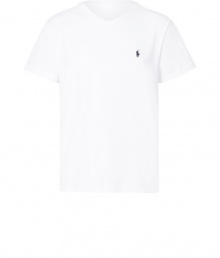 Classic white jersey medium fit t-shirt - Update your wardrobe staples with this comfortable yet stylish t-shirt - Flattering V-neck cut with small Polo logo on chest - Wear with cargo pants, trainers, and a cashmere cardigan for everyday - Try with straight leg jeans, a blazer, and boots