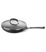 A cooking jack-of-all-trades, this covered skillet from Simply Calphalon browns and sautés beautifully, easily releasing food thanks to its double coating of exclusive nonstick formula. 10-year warranty.