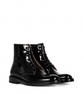 Add a kick of downtown cool to modern-minimalist looks with Marc Jacobs slick black boxcalf lace-ups, perfect for adding an understated edgy finish to your outfit - Rounded toe, rounded waxed cotton laces, wheeled welt, stacked leather heel - Team with slim trousers and modern knits, or with favorite dark denim and sharply cut blazers