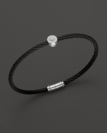 From the Celtic Noir Collection, a stackable bangle in white gold and black PVD cable with diamond stations. Designed by Charriol.