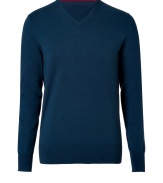 Polished, streamlined staples are a great way to anchor your wardrobe, and Hugos navy cotton-blend pullover is classically chic start - V-neckline, long sleeves, fine ribbed trim - Slim, straight silhouette - Versatile and elegant, the perfect compliment to chinos, jeans or dress trousers