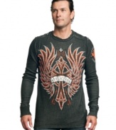 Twice the style. This reversible thermal shirt from Affliction doubles up on your casual look.