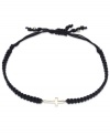 Totally on trend. This chic wrap bracelet features the latest look with a 14k gold sideways cross charm strung from a black nylon rope cord. Approximate diameter: 2-1/4 inches (extends to 3-1/2 inches).