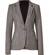 Perfect for busy days at the office, Rachel Zoes glen plaid blazer is a contemporary choice guaranteed to add a chic edge to your outfit - Peaked lapel, long sleeves, buttoned cuffs, single button closure, patch pockets - Tailored fit - Team with button-downs and slim fit trousers, or go all out and wear as a suit