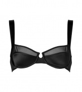 Bring instant sex appeal to any look with this semi-sheer bra from Kiki de Montparnasse - Underwire, thick adjustable straps, soft cups with sheer cut-out, back hook and eye closure - Style with a low cut blouse or pair with matching panties for stylish lounging