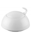 Simply smooth and modern in crisp white porcelain, the TAC 02 covered sugar offers a timeless balance of form and function. With a hooked lid and shape inspired by ancient Chinese tea bowls.