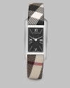 Classic signature check pattern is updated for this modern watch with black dial. Stainless steel Curved face Rectangular case, 20mm X 26mm, 0.79 x 1.02 Strap width, 14mm, 0.55 Deployant closure Made in Switzerland