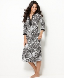 Bring a vacation vibe to every day with the comfy, cotton Island Life caftan by Charter Club.