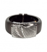 Unique charcoal large fan bracelet - This lovely bracelet is an ultra-chic addition to any outfit -Charcoal Lucite bangle with gunmetal hinge closure and pave crystal detail - Made by famous jewelry genius and celeb favorite Alexis Bittar