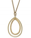 A stylish silhouette adds double appeal to this necklace from Charter Club. The oval pendant features two drops with a golden shine. Crafted in gold tone mixed metal. Approximate length: 16 inches + 2-inch extender. Approximate drop: 1-1/2 inches.