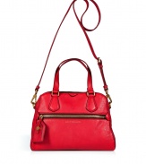 Detailed in textural leather with a practical crossbody strap, Marc by Marc Jacobs convertible tote lends a cool edge to every outfit - Zippered front pocket with luggage tag, metallic embossed logo, double top handles, removable belted shoulder strap, zippered top, inside zippered back wall pocket, 2 front wall slot pockets - Sling across for work, school, or weekend shopping