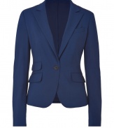 Add instant chic to your workweek look with this fitted blazer from Piazza Sempione - Notched lapels, single-button closure, long sleeves, flap pockets at waist, fitted silhouette - Pair with a blouse, matching straight leg pants, and classic pumps