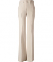 Luxurious pants in fine viscose blend - in fashionable cream - new wide leg silhouette with pleats - looks ladylike, respectable, but modern and crazy stylish at the same time - sits high at the waist - a dream basic in luxurious, really pleasant material - for many occasions from the office to art exhibit previews - best worn with slim pieces that can be tucked in - a MUST: high shoes - wear with a blazer or trench coat