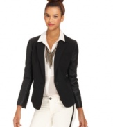 Faux-leather sleeves up the edge on this Sanctuary blazer for a hot fall look!