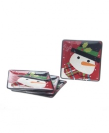 Sweeten even the sweetest treats with these brightly hand-painted set of four snowman dessert plates from Certified International. Your guests will appreciate the festive mood...