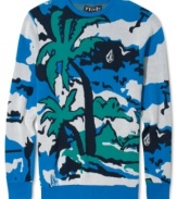 Bring the beach with you in any weather with this Hawaiian print sweater from Volcom.