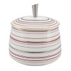 Inspired by Milleraies, Raynaud's spearhead tableware set, Attraction boasts a freer, more modern design with alternating narrow and wide stripes. It will embellish any table with its shades of pink and red, enhanced with mauve and orange and underscored subtle shades of green and brown.