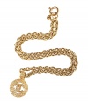 Luxurious gold necklace with stylish logo charm - by Chanel Vintage Jewelry - all vintage pieces are original Chanel creations of the 1970s, 80s and 90s - decorative coil chain with elegant curved Chanel logo pendant - utmost nobel and decorative, this necklace nobilizes every outfit - a hit with a posh shift dress or evening gown, a hit with a simple T-shirt or tunic