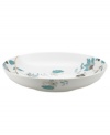 Flower power. Featuring delicate blooms on ultra-durable porcelain, Denby's Veronica pasta bowl accents the table with smart style. Teal, blue and charcoal florals add classic appeal to a modern coupe shape.