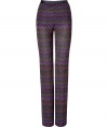 Channel the sophisticated side of the 1970s in these ultra lavish Lurex printed pants from Missoni - High-waisted, flat front, straight leg, fitted silhouette, all-over knit print - Wear with a tie-front blouse, a bold-shoulder blazer, and platform pumps