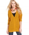 In a textured open-stitch knit, this Kensie cardigan is a perfect layering piece for fall!