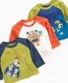 Out of this world. These fun graphic tees from First Impressions will add a silly space theme to his adorable looks.