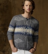 A bold Beacon pattern gives an urban-meets-outdoors vibe to this long-sleeved Henley in soft slub cotton