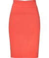 Bring a stylish pop to your day look with this curve-hugging pencil skirt from Hugo - Wide waistband with seaming detail, classic pencil silhouette, back slit, concealed back zip closure -Wear with a tie-neck blouse, platform pumps, and a blazer