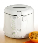 Fried food doesn't have to be fast food. Create dynamic and delicious dishes with your own deep fryer. Handy temperature controls give you flexibility to prepare food just the way you like it, while an ingenious system makes draining and recycling oil safe and easy. One-year warranty. Model D677UX.