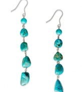 Add a touch of turquoise with colorful gemstones. Avalonia Road's long earrings feature turquoise stones (7-5/8 ct. t.w.) in sterling silver. Approximate drop: 3-3/4 inches.