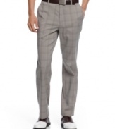 Look great on or off the golf course with these plaid golf pants by Greg Norman for Tasso Elba.