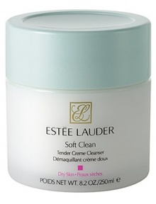 A pampering new sensation for dry skin: Soft Clean Tender Creme Cleanser. Rich soufflé cushions skin as it gently cleanses. Creamy and ultra soothing, it leaves skin feeling soft and supple, never dry or tight. Tissue off. 8.2 oz. 