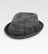 A timeless favorite, in a glenn plaid-checked wool blend, finished with a short brim and a belted band.70% polyester/30% woolDry cleanImported