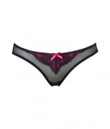 Add instant sex appeal with these comfortable and sultry panties from Elle MacPherson - Sheer with floral printed lace overlay with slim waistband, front bow detail - Perfect underneath your favorite dress