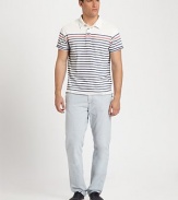 Shaped in lightweight, cotton jersey, an essential polo exudes nautical undertones with a multistriped pattern.Two-button placketCottonMachine washImported