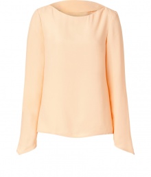 Take a minimalist stance on sophistication in Tara Jarmons nude tunic top, complete with asymmetrical cuffs for an understated modern finish - Rounded-neckline, long sleeves, slim silhouette - Style with skinny jeans, tailored business separates, or cropped trousers, and finish with ballerinas or sky-high pumps