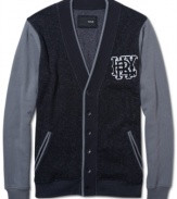 This athletic Hurley fleece cardigan let's everyone know you're not a style rookie.