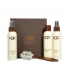 Your most favorite accessory deserves a little TLC, and we recommend starting with UGG Australias Sheepskin Care Kit - Set includes a sheepskin cleaner & conditioner, freshener, water & stain repellant, and dual-sided brush