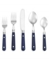 For a riveting meal. The Le Prix flatware set from Ginkgo gives casual tables an added sense of fun with colored handles secured to polished stainless steel.