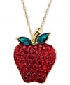 An apple a day...adds a splash of color to your look! Kaleidoscope's delicious apple pendant shines in round-cut red crystals and marquise-cut green crystals with Swarovski Elements. Set in 18k gold over sterling silver. Approximate length: 18 inches. Approximate drop: 3/4 inch.