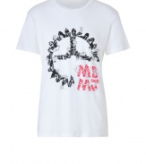 Let off steam on effortless cool weekends in Marc by Marc Jacobs Grind My Gears logo printed tee - Round neckline, short sleeves, ultra lightweight - Slim straight fit - Wear with jeans, a leather jacket, and boots