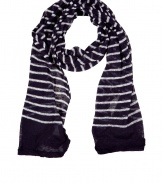 Add a stylish accent with this striped scarf from Polo Ralph Lauren - All-over stripe print, easy-to-style length - Wear with a zip front cardigan, jeans, and trainers