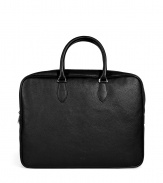 Upgrade your workweek style with this ultra-luxe leather briefcase from British It label Mulberry - Top carrying handles, top zip closure, textured leather, silver-tone hardware - This is the perfect laptop bag thats great for everyday use or travel