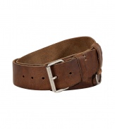 Casual looks get a cool rugged edge with Closeds calfskin leather belt - Raw-finished edges, silver-toned roller-buckle, loop with ring hardware - Team with jeans, lace-ups and modern pullovers