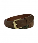 Gorgeous, dark brown leather belt features decorative beading that dresses up in even the most casual look with subtle, bohemian style - Medium width, it features a classic shape and slightly bevelled buckle - Wear with favorite boyfriend jeans or cut-off shorts and favorite gold-color leather thongs