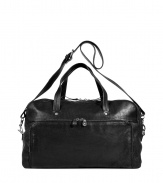 Jet-set in streamlined style with this supple leather carryall from cult-favorite accessory label Maison Martin Margiela - Large rectangular shape, top carrying handles and convertible shoulder strap, top dual-zip closure, front zip pocket, textured leather - Perfect for a weekend jaunt, a business trip, or an international excursion